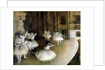 Ballet Rehearsal on Stage by Edgar Degas