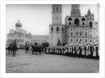Tsar Nicholas II reviewing the parade of the pupils of Moscow in the Kremlin, Russia, 1912 by K von Hahn
