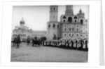 Tsar Nicholas II reviewing the parade of the pupils of Moscow in the Kremlin, Russia, 1912 by K von Hahn
