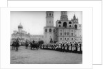 Tsar Nicholas II reviewing the parade of the pupils of Moscow in the Kremlin, Russia, 1912 by K von Hahn