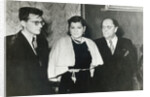 Russian composer Dmitri Shostakovich, singer Maria Maksakova and writer Aleksey Tolstoy, 1943 by Unknown
