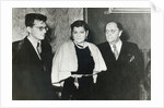Russian composer Dmitri Shostakovich, singer Maria Maksakova and writer Aleksey Tolstoy, 1943 by Unknown