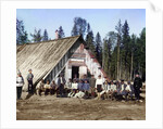 Austro-Hungarian prisoners of war near a barracks, Karelia, Russia, WWI, 1915. by Sergey Mikhaylovich Prokudin-Gorsky