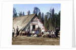 Austro-Hungarian prisoners of war near a barracks, Karelia, Russia, WWI, 1915. by Sergey Mikhaylovich Prokudin-Gorsky