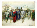 Martha the Mayoress Escorted to Moscow, 1880. by Aleksey Kivshenko
