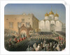 Procession of of Tsarina Alexandra Feodorovna to the Cathedral of the Dormition, Moscow, 1856 by Mihály Zichy