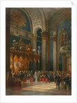 Homage of Cossack officers in the Throne Hall, coronation of Tsar Alexander II, Moscow, 1856. by Georg Wilhelm Timm