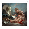 Cupids, allegory of painting, 1760s. by François Boucher