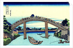Under Mannen Bridge at Fukagawa (from a Series 36 Views of Mount Fuji), 1830-1833. by Hokusai