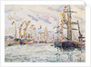 Sailboats with Holiday Flags at a Pier in Saint-Malo, 1920s. by Paul Signac