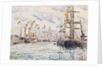 Sailboats with Holiday Flags at a Pier in Saint-Malo, 1920s. by Paul Signac