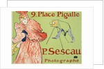 9, Place Pigalle, P. Sescau Photographe (Poster), 1894. by Henri de Toulouse-Lautrec