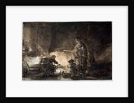 The Kitchen in Rembrandts House, 1650s. by Rembrandt Harmensz van Rijn