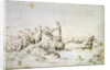 A Castle on a Rock in Mountainscape, 1540. by Gherardo Cibo