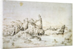 A Castle on a Rock in Mountainscape, 1540. by Gherardo Cibo