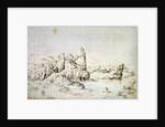 A Castle on a Rock in Mountainscape, 1540. by Gherardo Cibo