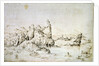 A Castle on a Rock in Mountainscape, 1540. by Gherardo Cibo
