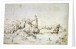 A Castle on a Rock in Mountainscape, 1540. by Gherardo Cibo