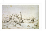 A Castle on a Rock in Mountainscape, 1540. by Gherardo Cibo