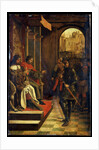 Saint Sebastien before the Emperors Diokletian and Maximian, late 15th century by Josse Lieferinxe