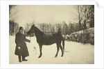 Russian author Leo Tolstoy with a horse, Yasnaya Polyana, near Tula, Russia, 1905. by Sophia Tolstaya