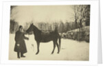 Russian author Leo Tolstoy with a horse, Yasnaya Polyana, near Tula, Russia, 1905. by Sophia Tolstaya