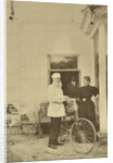 Russian author Leo Tolstoy with a bicycle, Russia, 1890s by Sophia Tolstaya