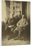 Russian author Leo Tolstoy with politician Mikhail Stakhovich and Mikhail Sukhotin, Russia, 1900s by Sophia Tolstaya