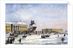 Monument of Peter the Great in the Senate Square of St Petersburg, Russia, winter, 1822 by Anonymous