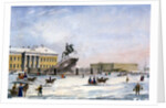 Monument of Peter the Great in the Senate Square of St Petersburg, Russia, winter, 1822 by Anonymous