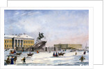 Monument of Peter the Great in the Senate Square of St Petersburg, Russia, winter, 1822 by Anonymous