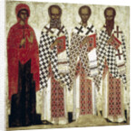 Paraskeva Pyatnitsa, Gregory the Theologian, John Chrysostom and Basil the Great, early 15th century by Anonymous
