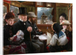 An Omnibus ride to Piccadilly Circus (Mr Gladstone travelling with ordinary passengers), 1885 by Anonymous