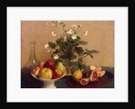 Flowers, Dish with Fruit and Carafe, 1865 by Anonymous