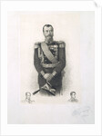 Portrait of Emperor Nicholas II with Remarque-Portraits of Emperors Alexander I and Nicholas I, 1912 by Anonymous