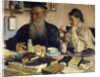 The author Leo Tolstoy with his wife in Yasnaya Polyana, 1907. by Il'ya Repin