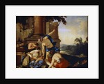 Mercury Giving the Child Bacchus to the Nymphs of Nysa, 1638. by Laurent de la Hyre