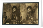 Via Dolorosa, Jerusalem. Pilgrims at station of the Cross (Stereograph), 1913 by Anonymous