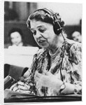 Eleanor Roosevelt speaking at the United Nations in July 1947 by Anonymous