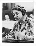 Eleanor Roosevelt speaking at the United Nations in July 1947 by Anonymous