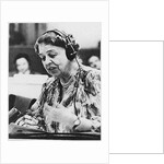 Eleanor Roosevelt speaking at the United Nations in July 1947 by Anonymous