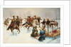 Winter landscape with Cossacks by Adolf Baumgartner-Stoiloff