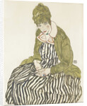 Edith Schiele in Striped Dress, Seated, 1915 by Egon Schiele