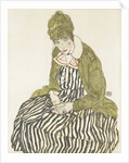 Edith Schiele in Striped Dress, Seated, 1915 by Egon Schiele