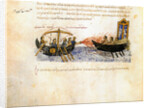 Greek fire. Miniature from the Madrid Skylitzes, 11th-12th century by Anonymous