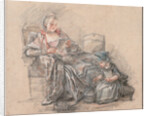 Woman Reading and a Girl Playing by François Guérin