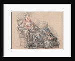 Woman Reading and a Girl Playing by François Guérin