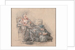Woman Reading and a Girl Playing by François Guérin