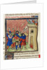 Detail of a miniature of the Third Crusade of Pastoureaux. Jews throwing their children from a tower, after 1380 by Virgil Master