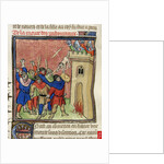 Detail of a miniature of the Third Crusade of Pastoureaux. Jews throwing their children from a tower, after 1380 by Virgil Master